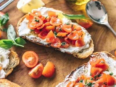 Fresh bruschetta with tomatoes and basil